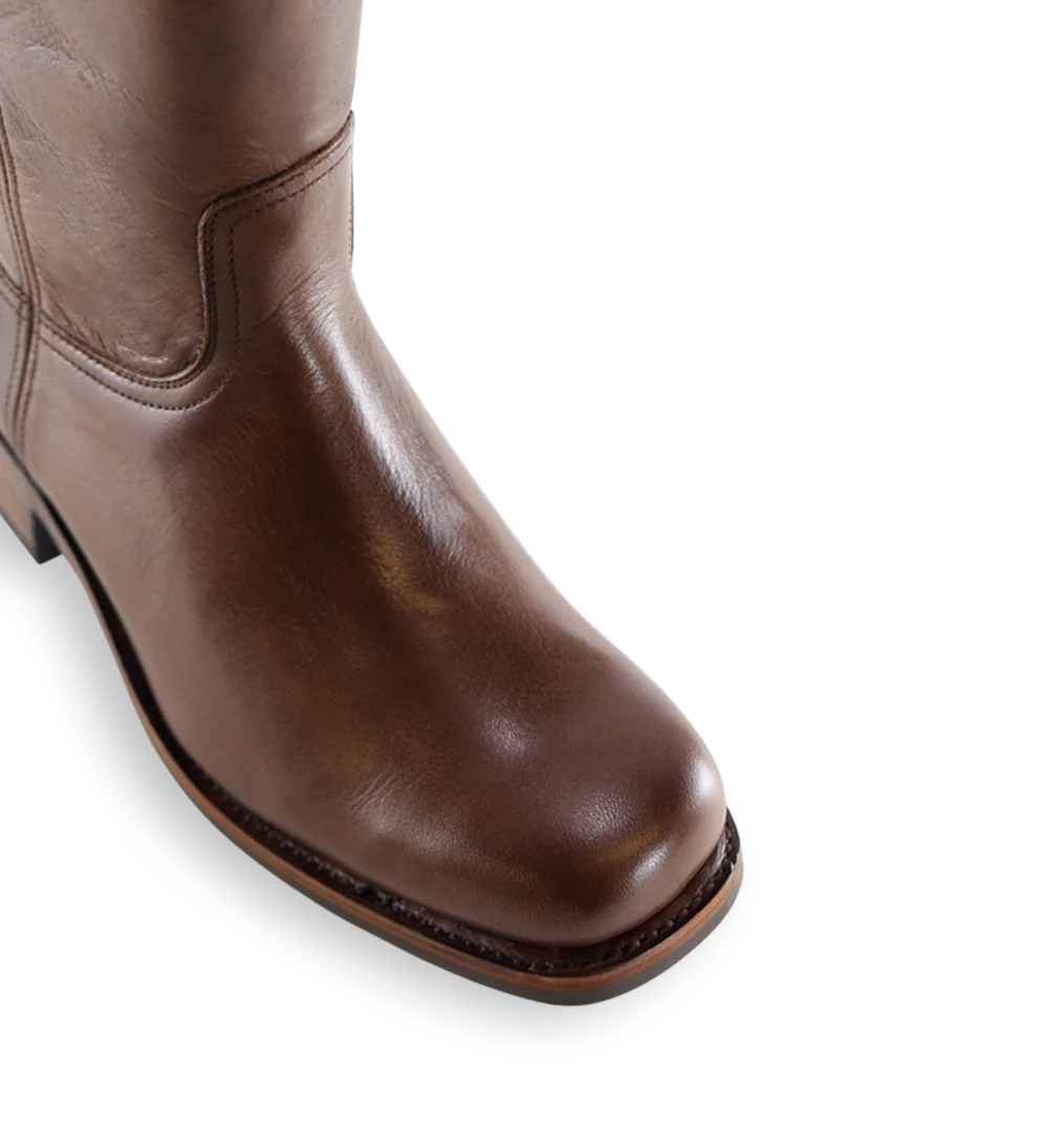 Achilla zip støvler, mørkebrun læder - Image 4