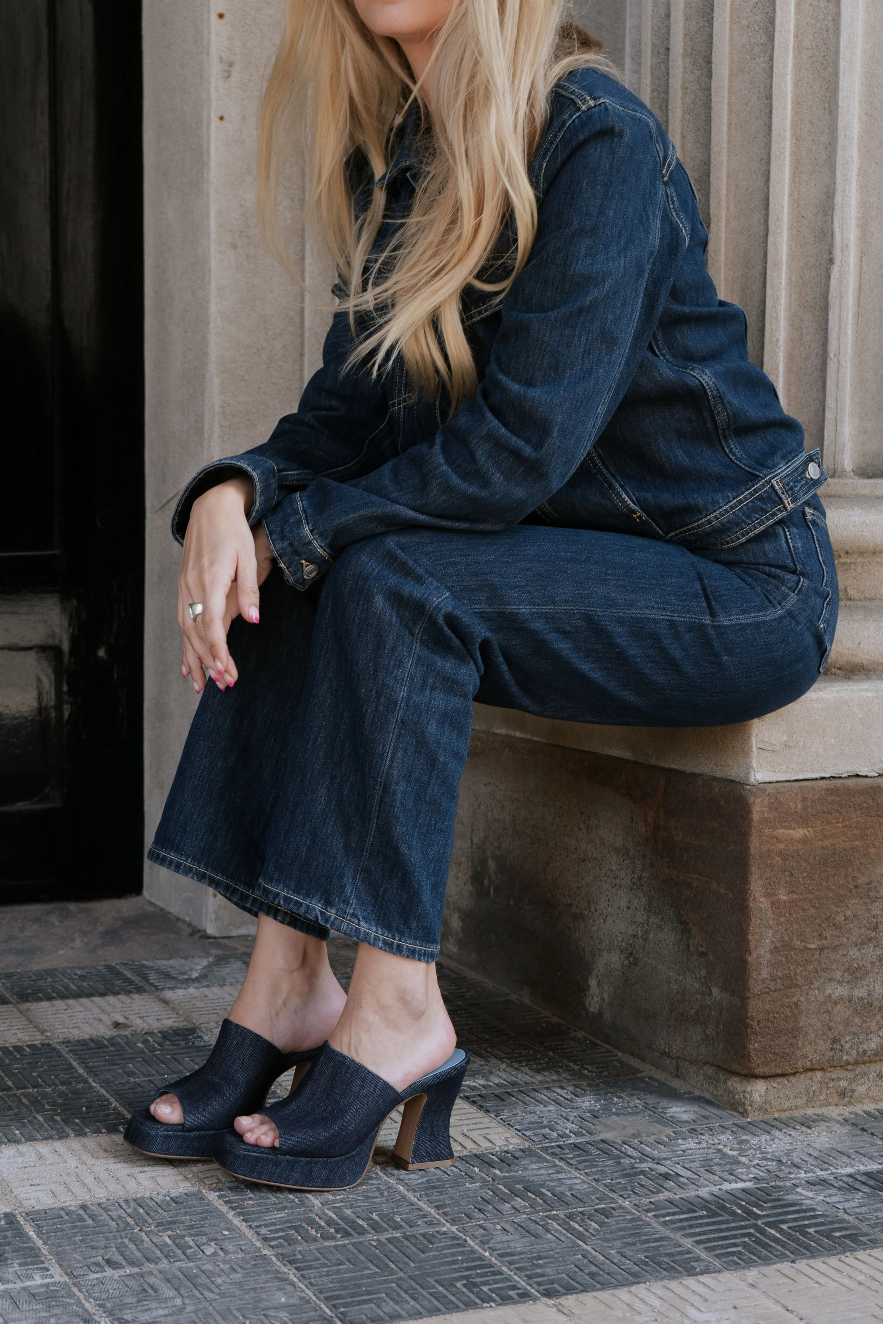 Amara plateau sandaler, denim - Image 4