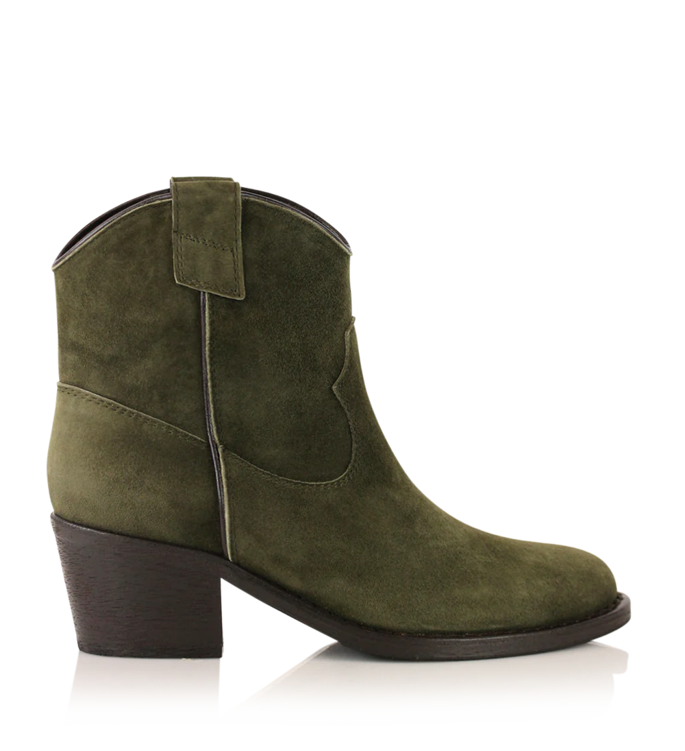 Anna 50 zip støvler, olive ruskind
