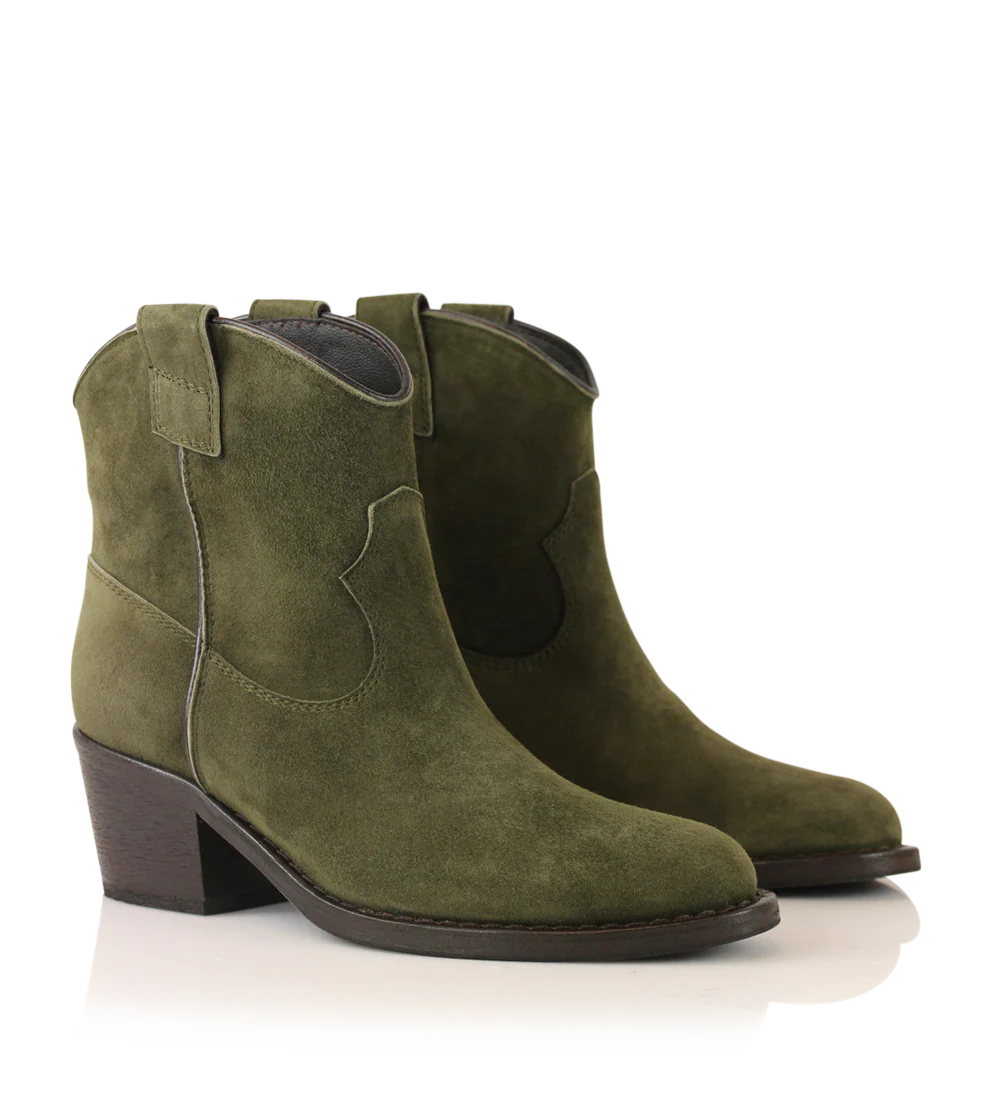 Anna 50 zip støvler, olive ruskind - Image 2