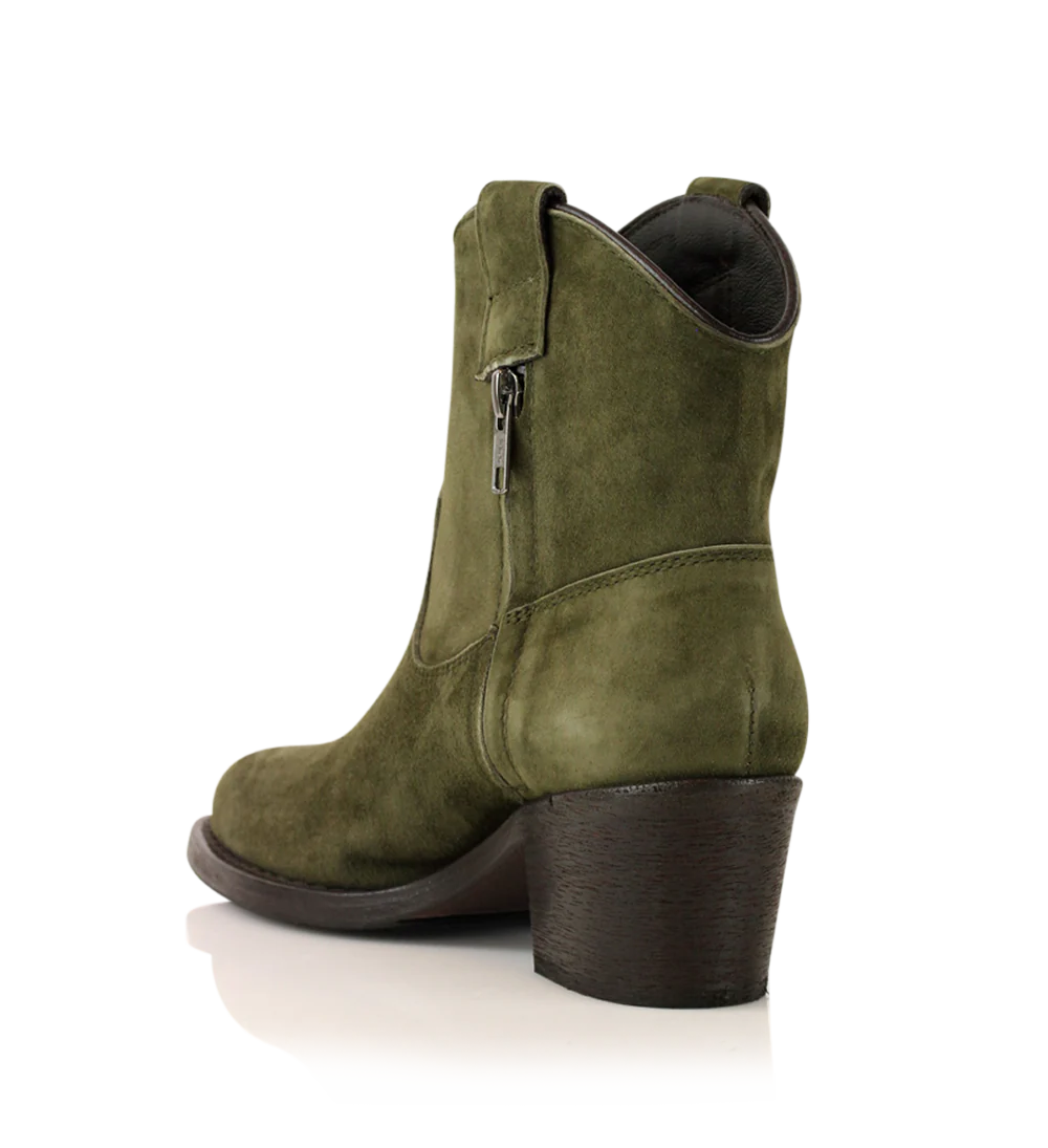 Anna 50 zip støvler, olive ruskind - Image 3