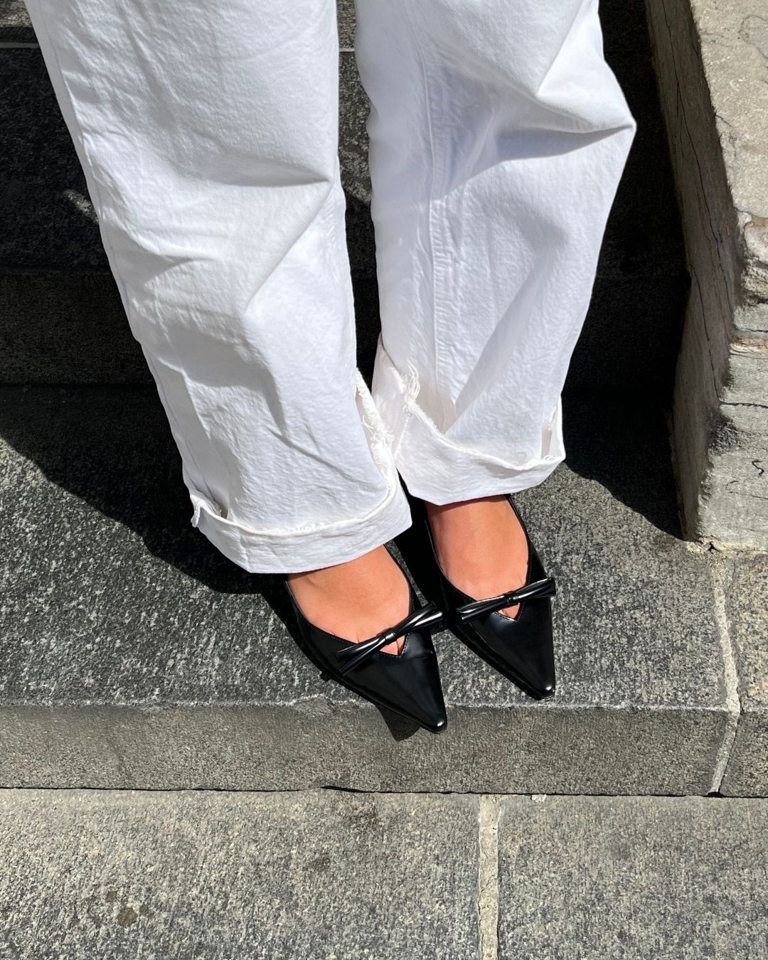 Bea 50 slingback stiletter, sort læder - Image 2