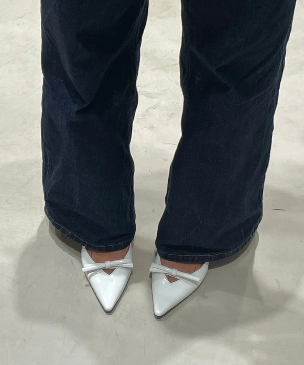 Bea 50 slingback stiletter, hvid læder - Image 3