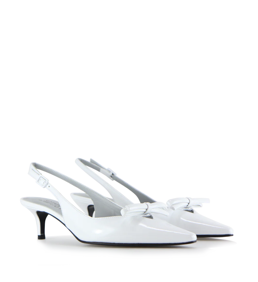 Bea 50 slingback stiletter, hvid læder - Image 4