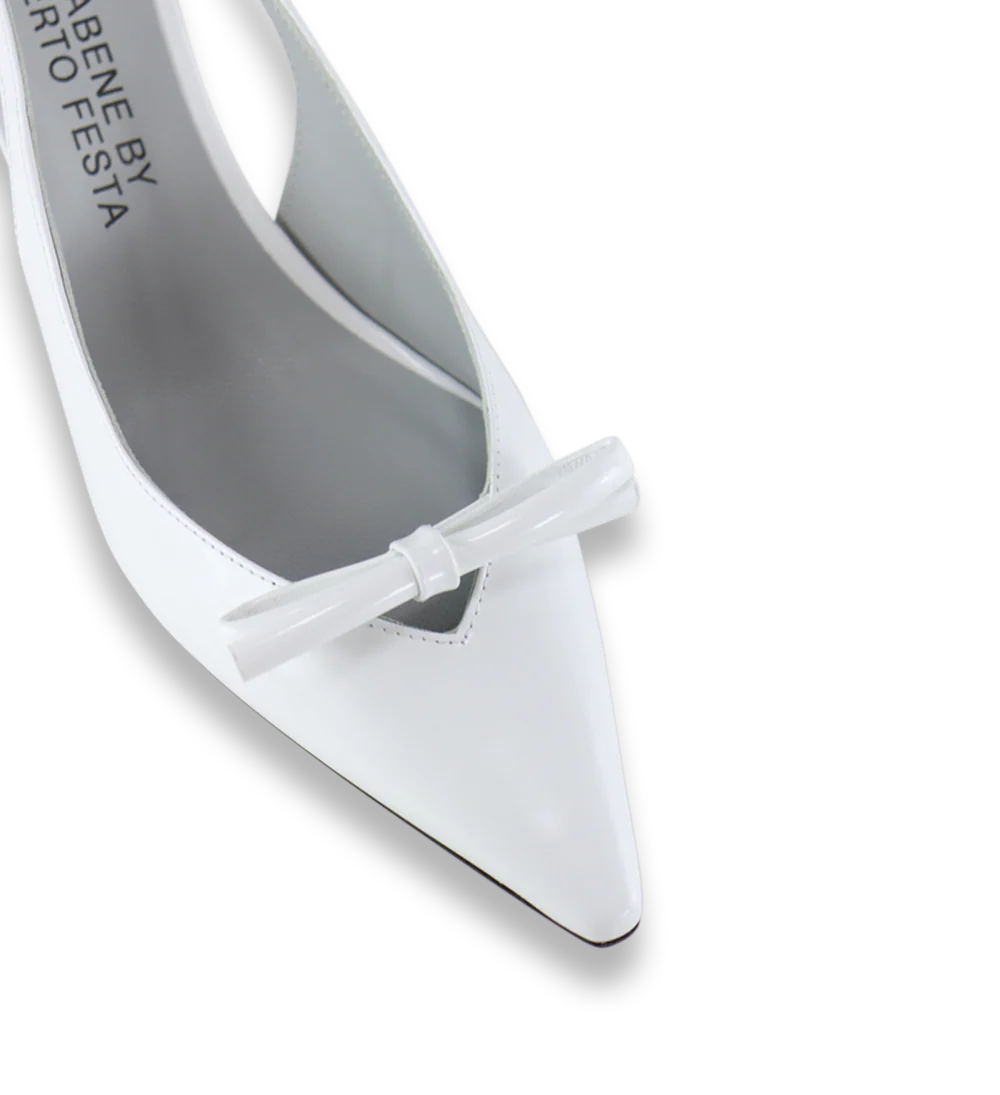 Bea 50 slingback stiletter, hvid læder - Image 6