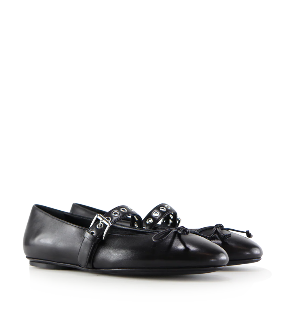 Béatrice ballerina, sort læder - Image 3