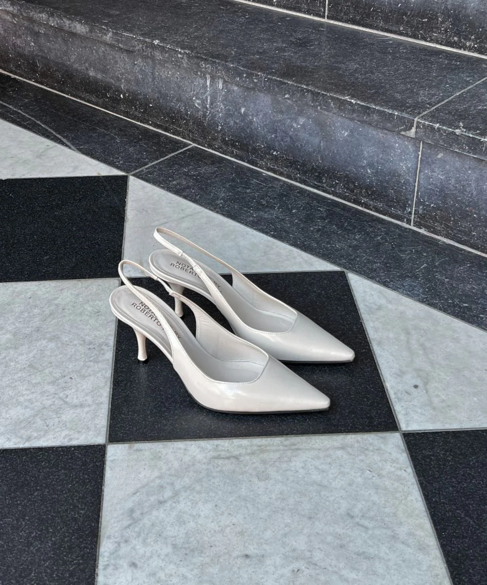 Beti 80 slingback stiletter, off-white læder - Image 2