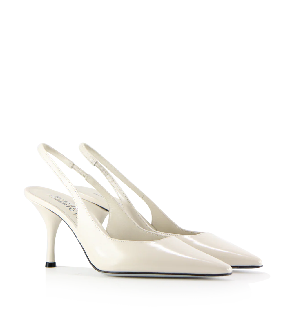 Beti 80 slingback stiletter, off-white læder - Image 5
