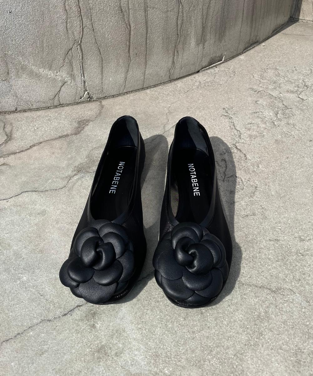 Camelia ballerina, sort læder/mesh - Image 2