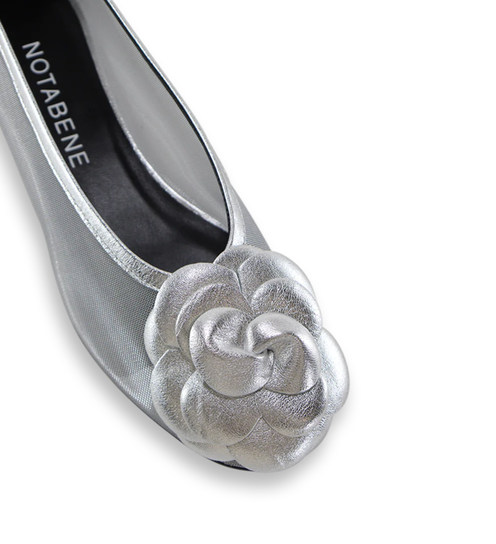 Camelia ballerina, sølv læder/mesh - Image 5