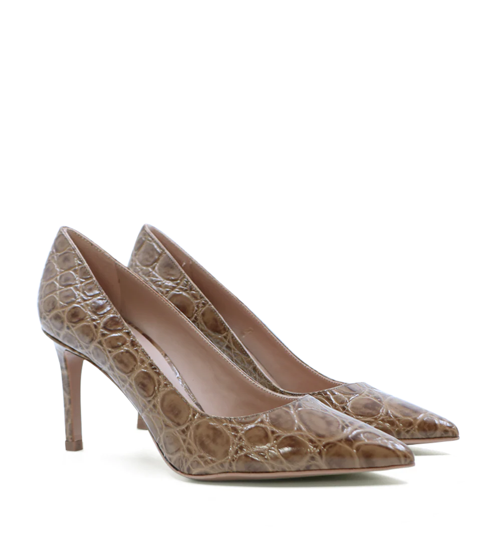 Carolina 70 stiletter, brun croco - Image 3