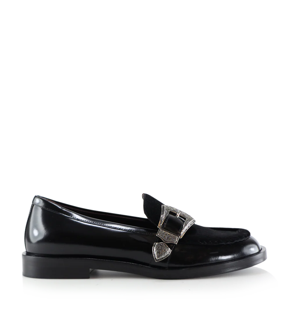 Corinna loafers, sort ko pels