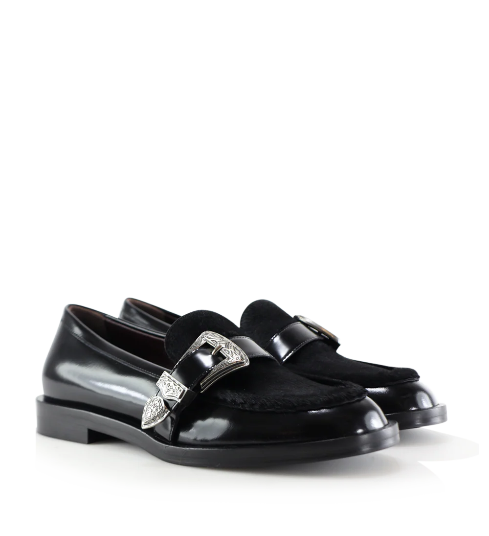 Corinna loafers, sort ko pels - Image 3