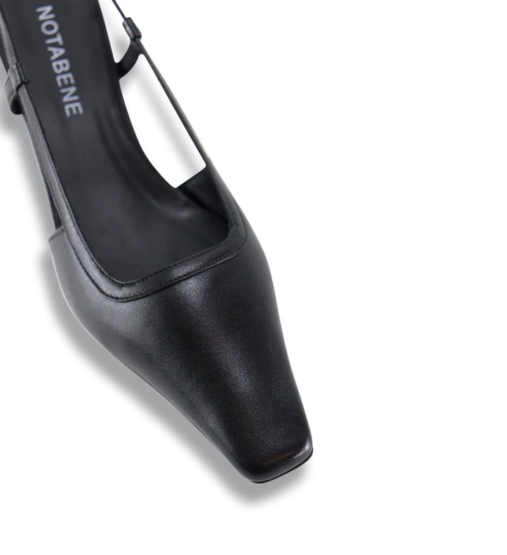 Elena 35 slingback stiletter, sort læder - Image 4