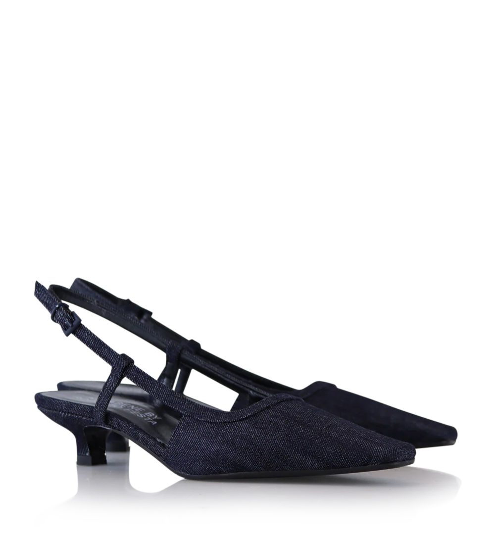Elena 35 slingback stiletter, denim - Image 4