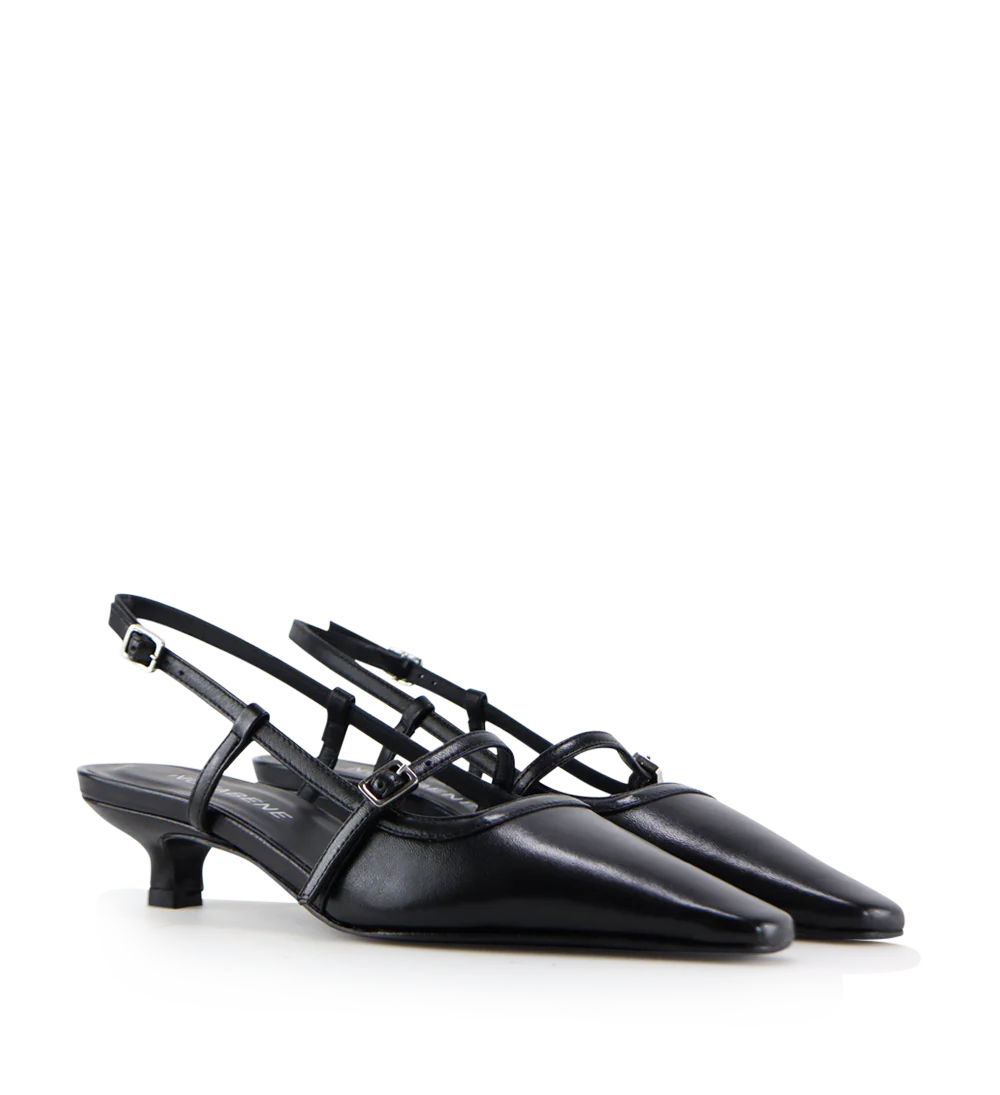 Elenne 35 slingback stiletter, sort læder - Image 3