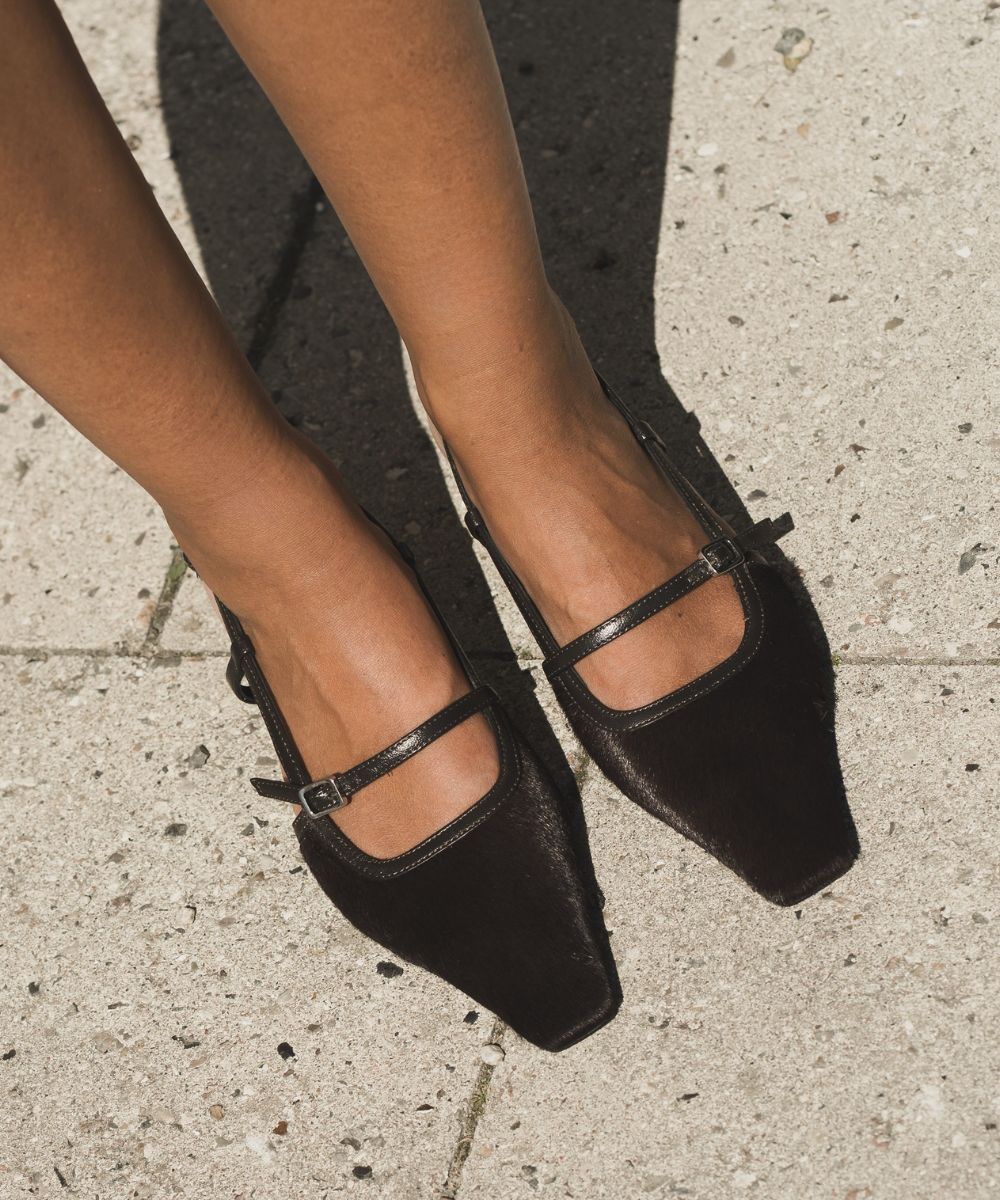 Elenne 35 slingback stiletter, mørkebrun kopels - Image 3