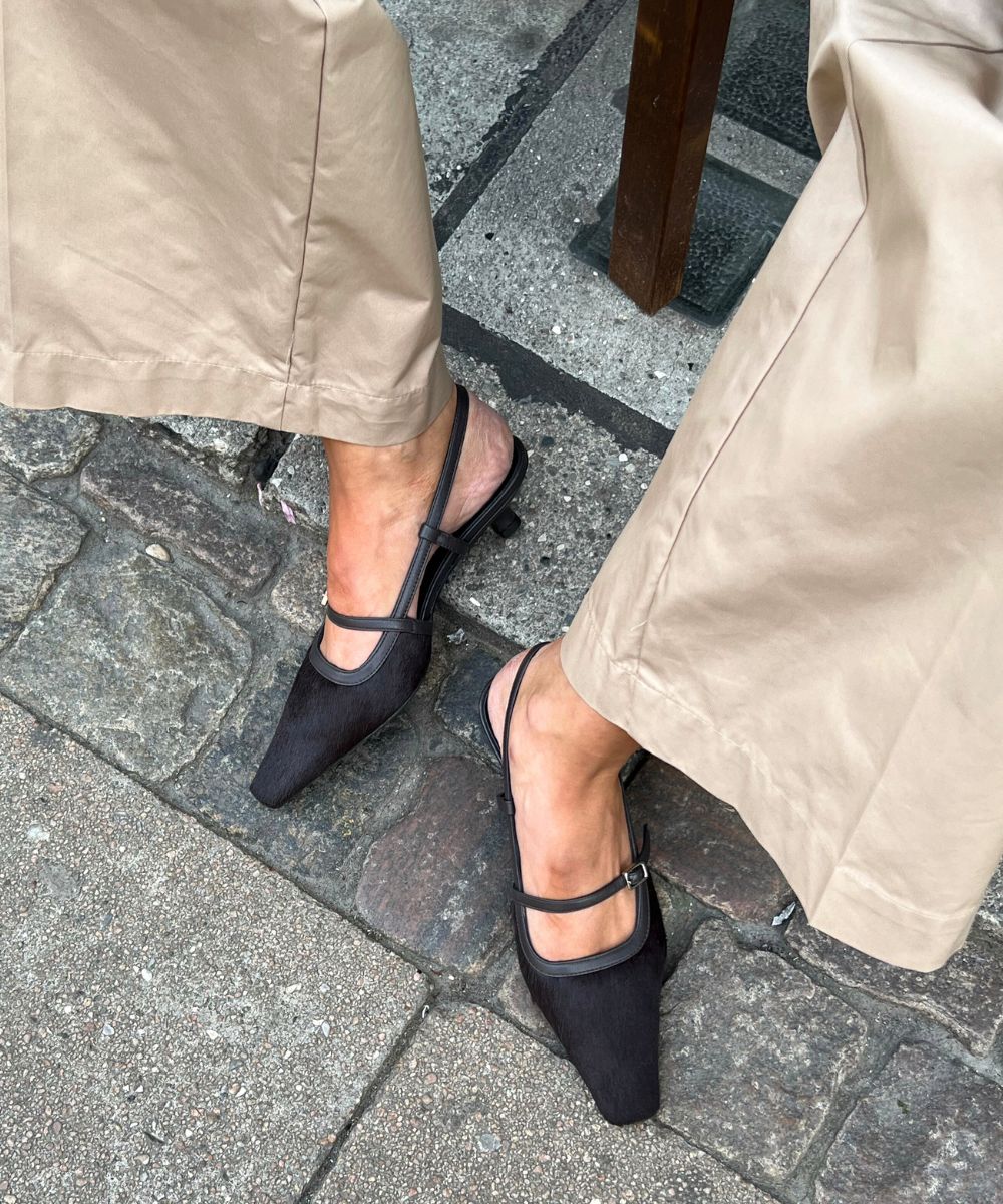 Elenne 35 slingback stiletter, mørkebrun kopels - Image 4