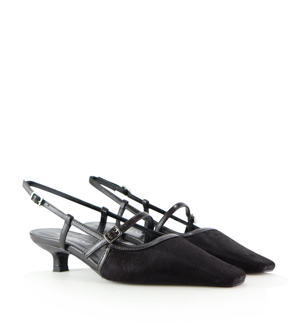 Elenne 35 slingback stiletter, mørkebrun kopels - Image 7