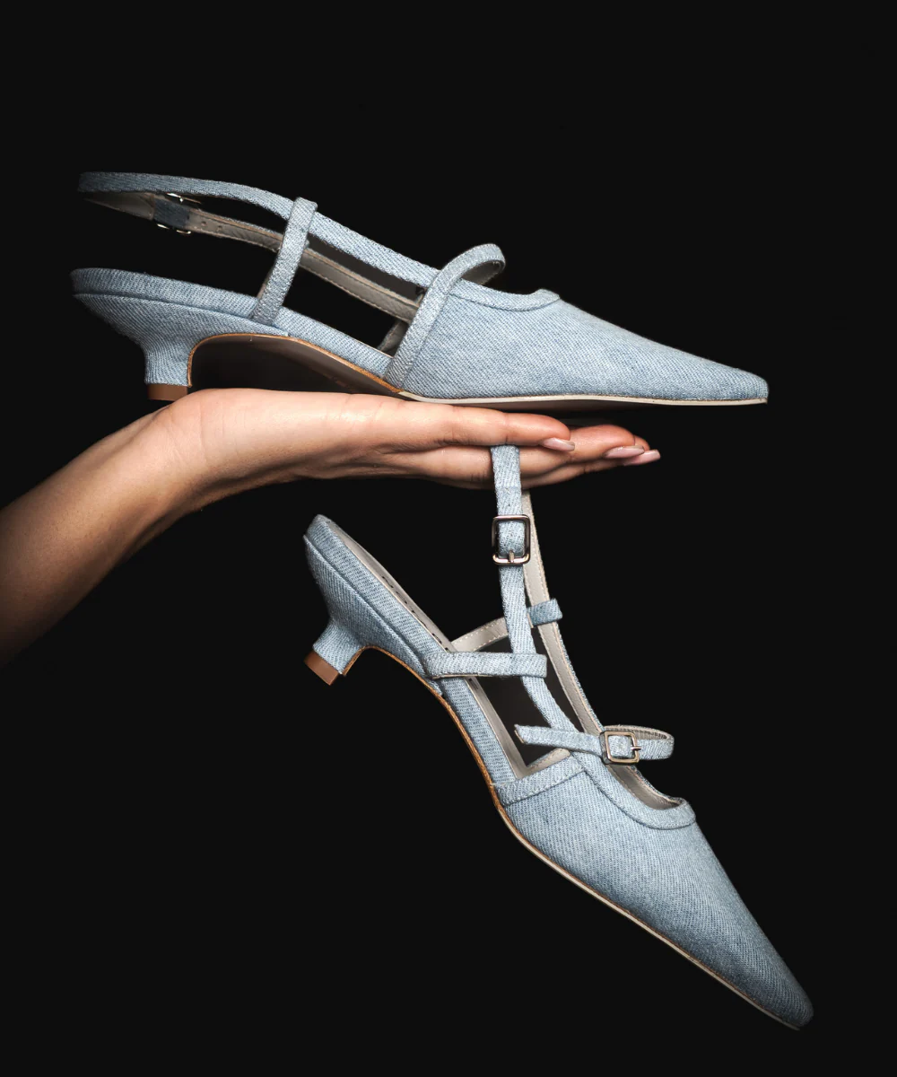 Elenne 35 slingback stiletter, Jeans - Image 3
