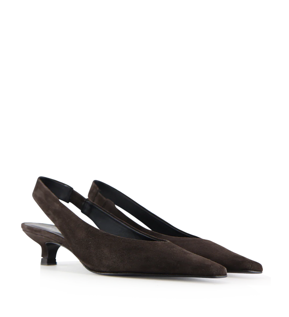 Eleonora 35 slingback stiletter, mørkebrun ruskind - Image 3
