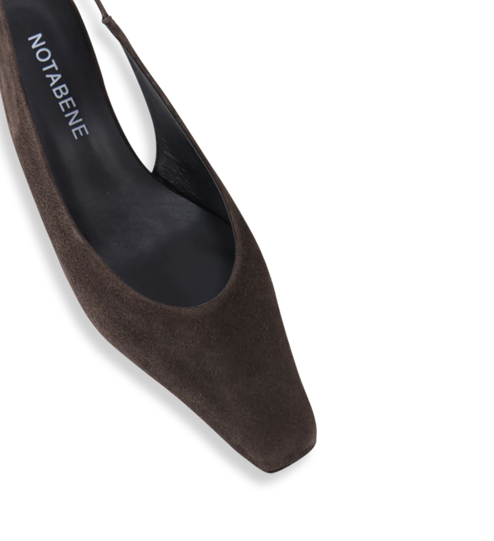 Eleonora 35 slingback stiletter, mørkebrun ruskind - Image 4