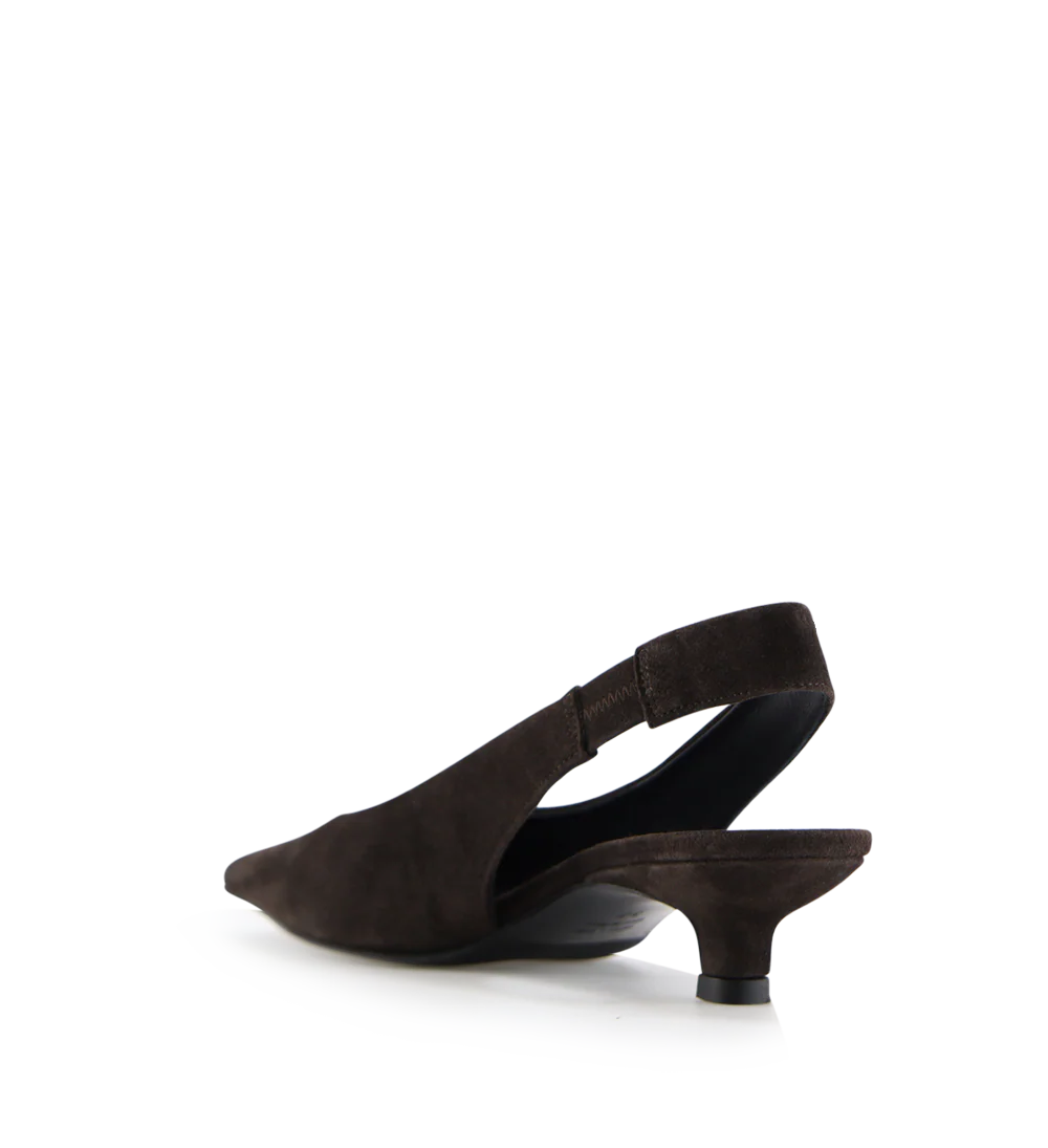 Eleonora 35 slingback stiletter, mørkebrun ruskind - Image 5