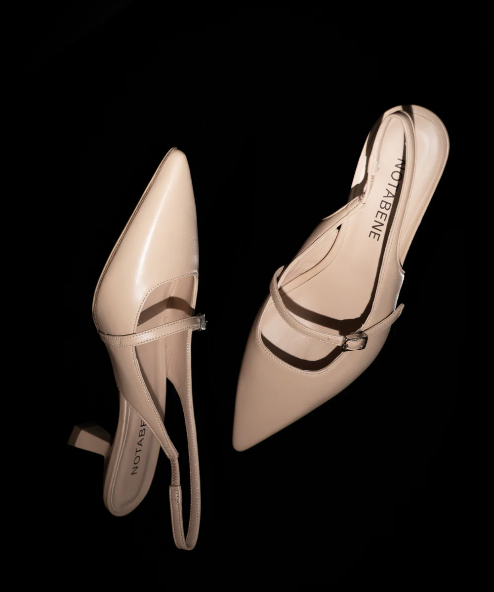 Elina 50 slingback stiletter, nude læder - Image 2