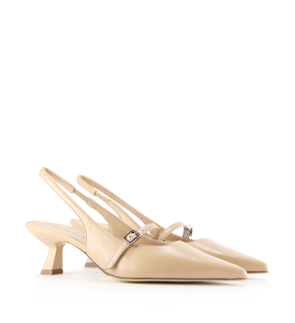 Elina 50 slingback stiletter, nude læder - Image 3