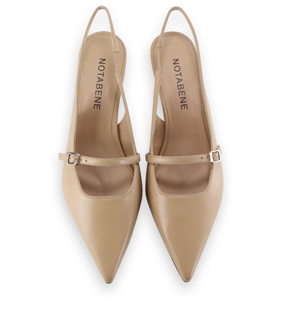 Elina 50 slingback stiletter, nude læder - Image 4