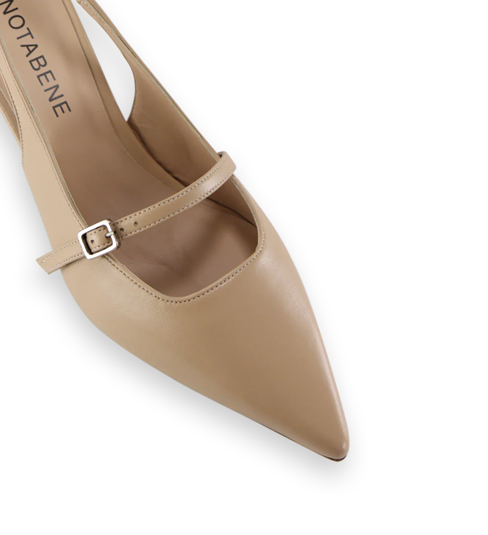 Elina 50 slingback stiletter, nude læder - Image 5
