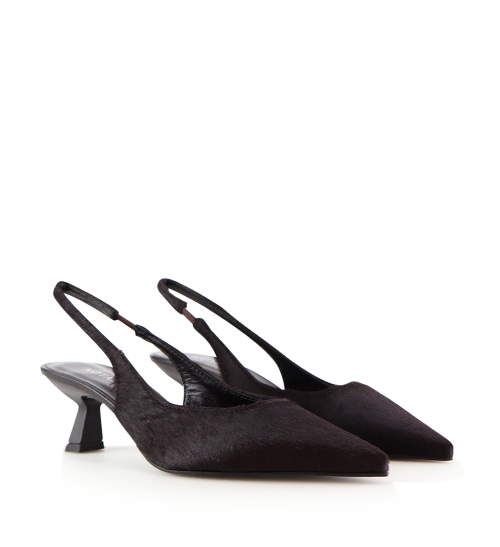 Elisa 50 slingback stiletter, mørkebrun kopels - Image 7