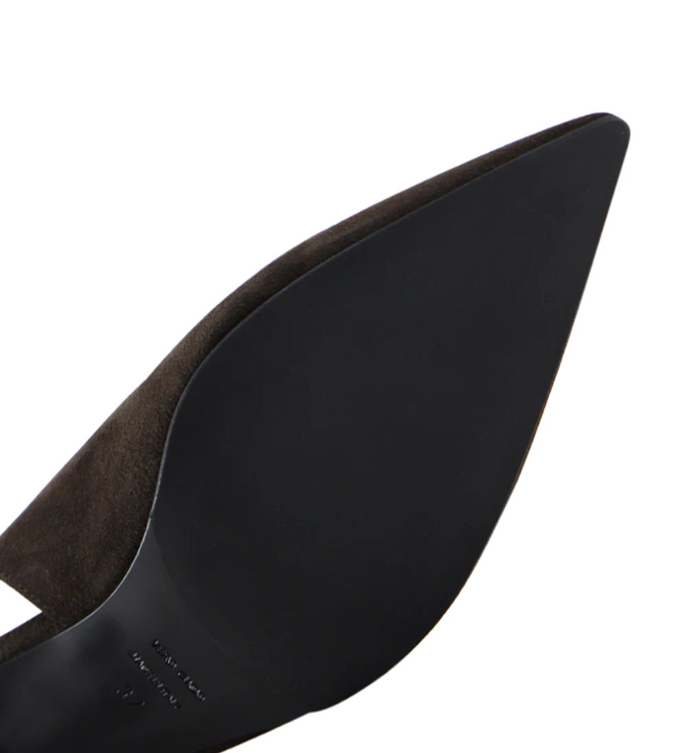 Elisa 50 buckle slingback stiletter, mørkebrun ruskind - Image 7
