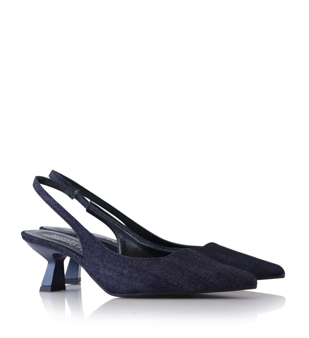 Elisa 50 slingback stiletter, denim - Image 3