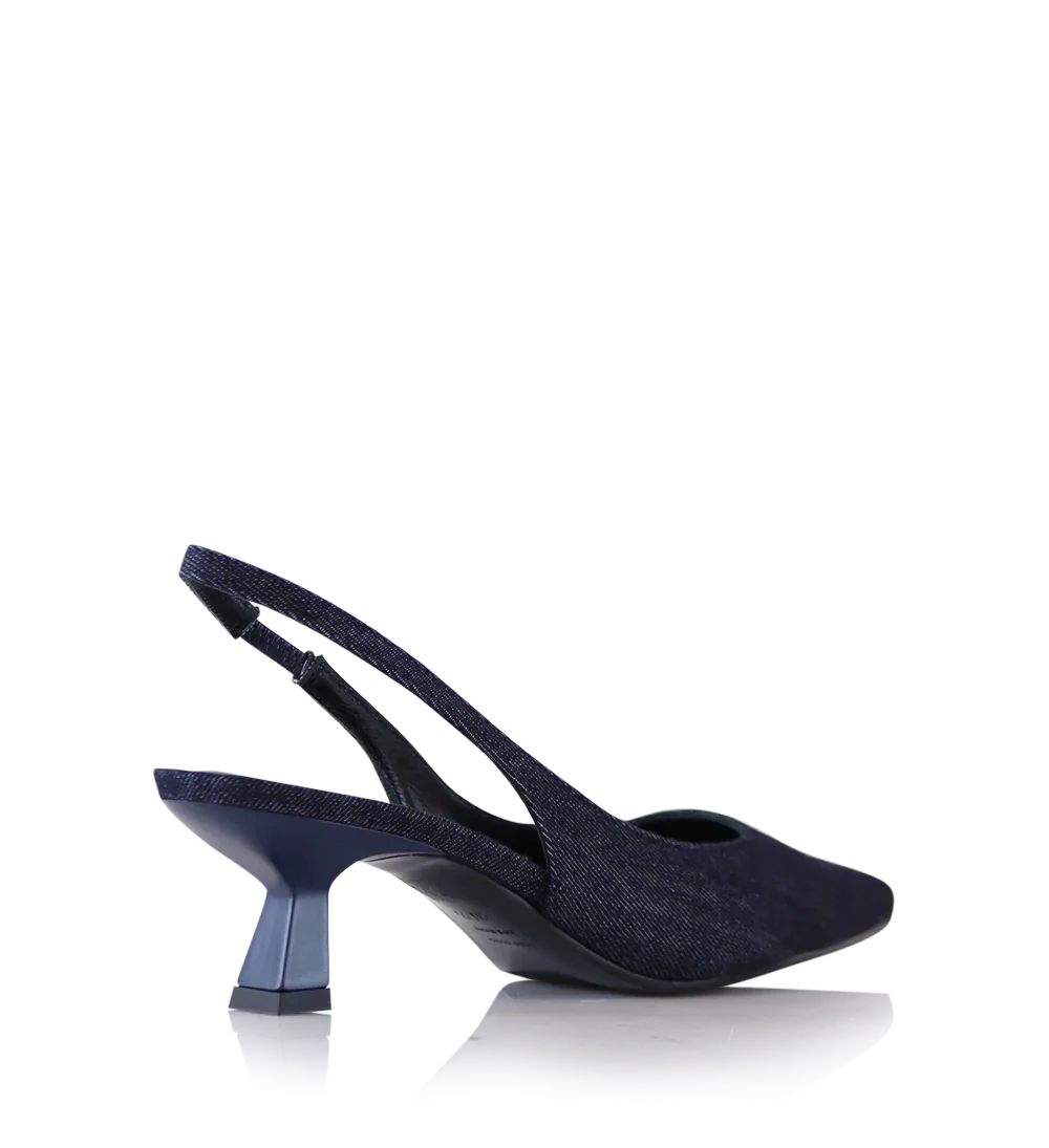Elisa 50 slingback stiletter, denim - Image 4