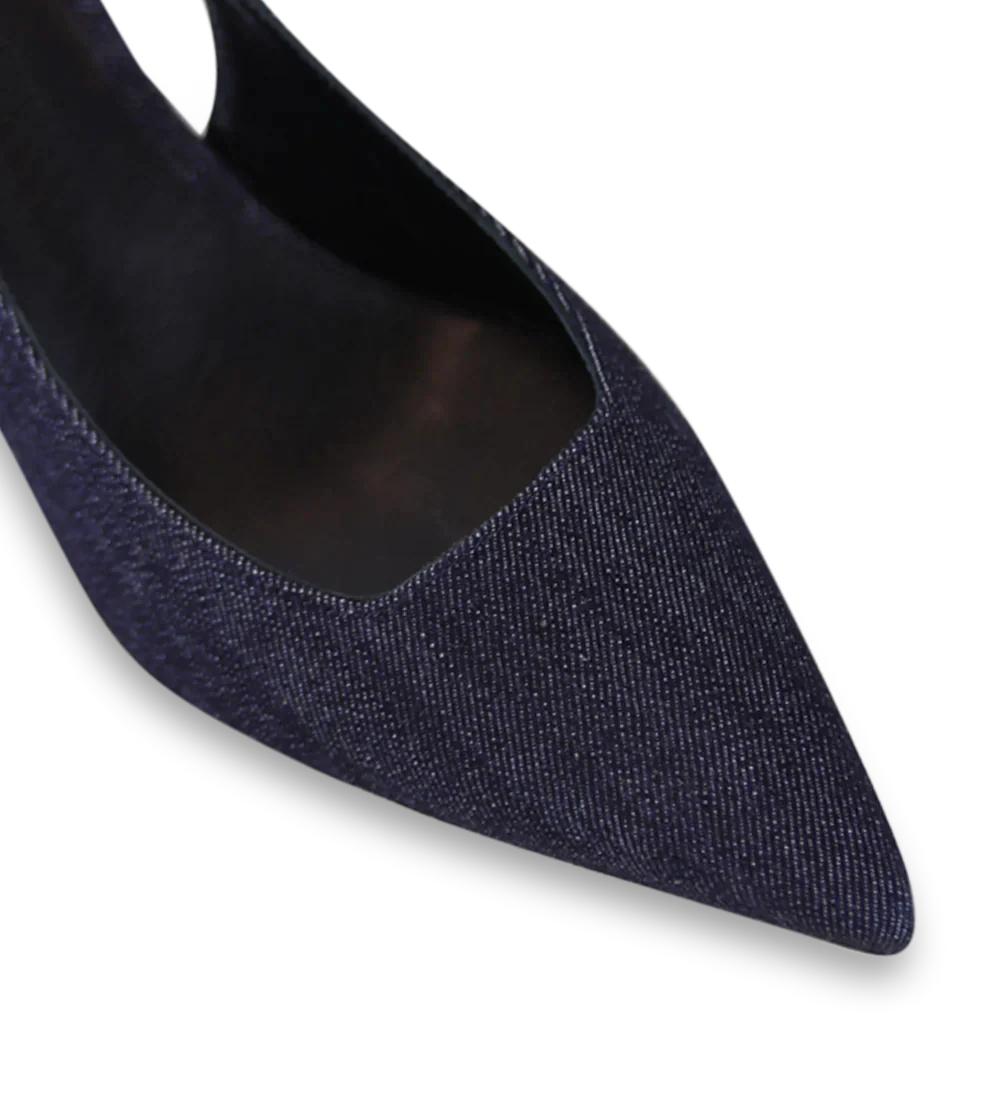 Elisa 50 slingback stiletter, denim - Image 5
