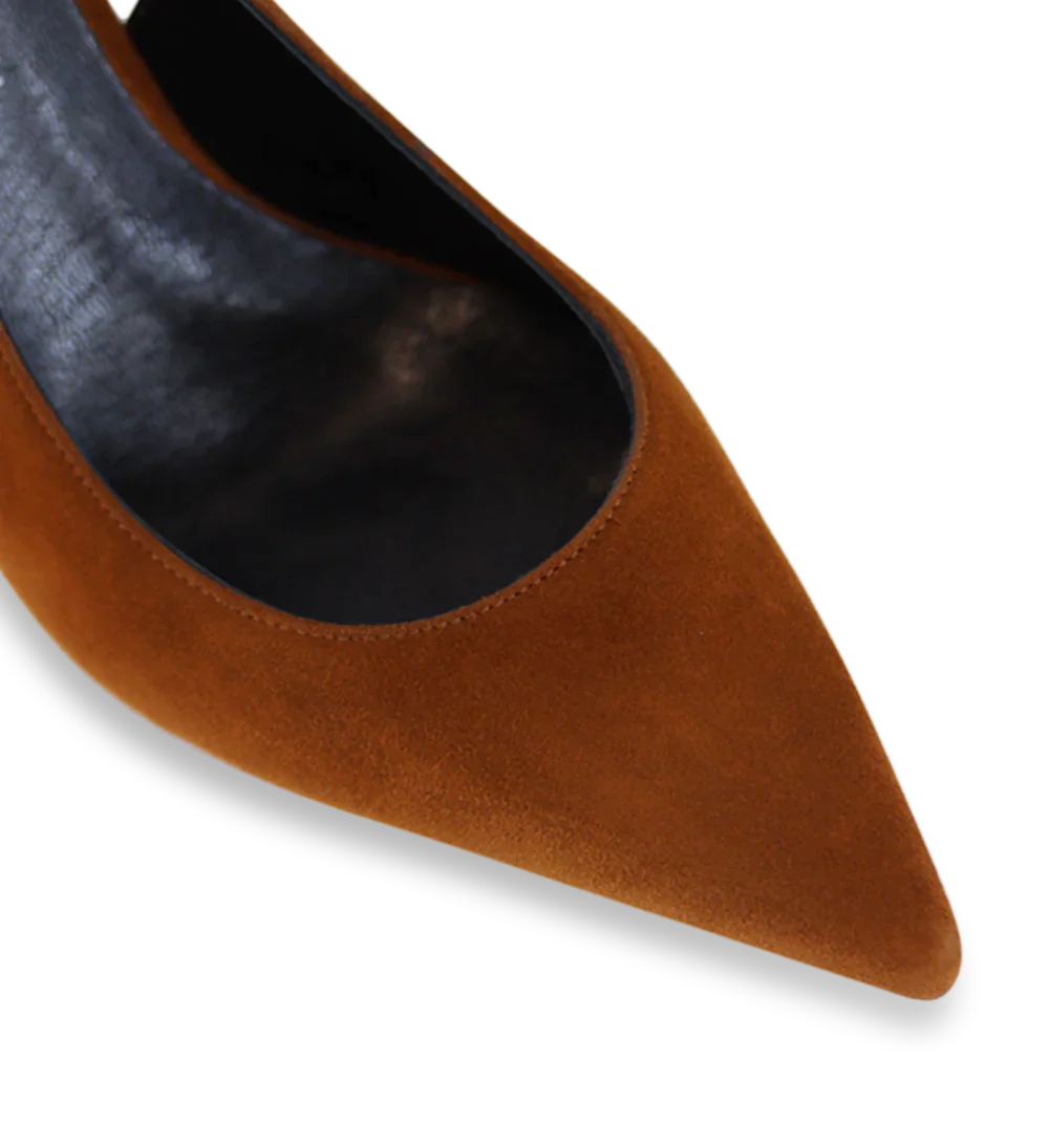 Emilia 90 slingback stiletter, cognac ruskind - Image 4
