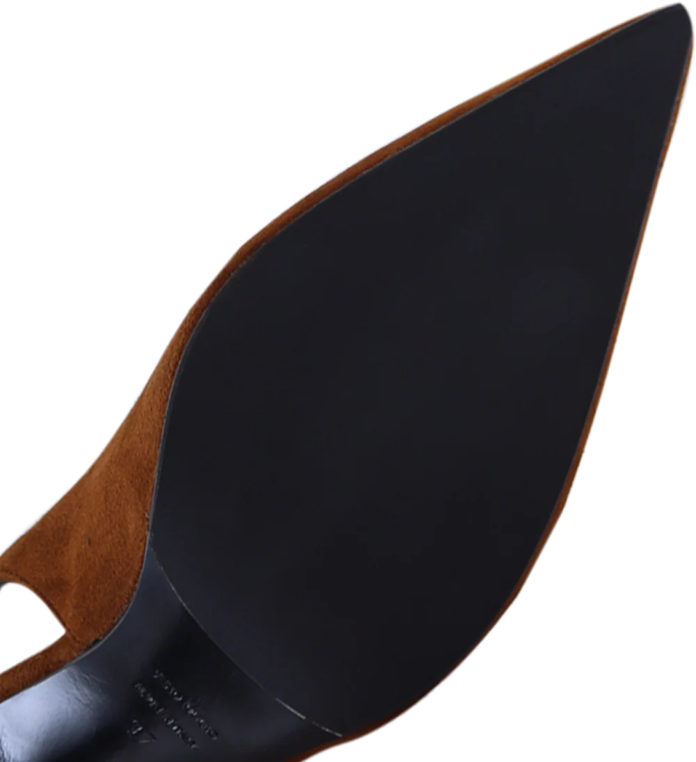 Emilia 90 slingback stiletter, cognac ruskind - Image 5