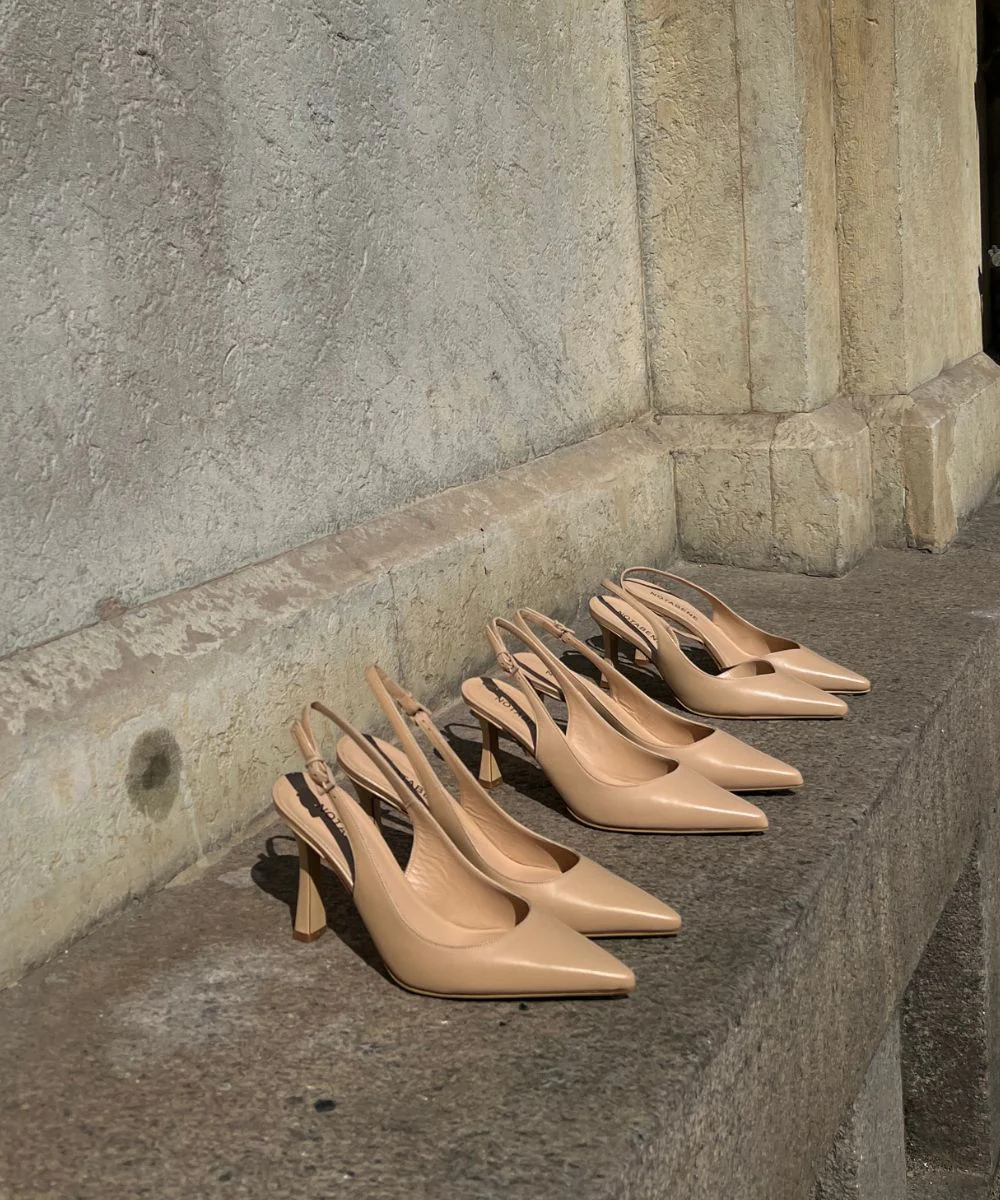 Emira 70 slingback stiletter, nude læder - Image 3
