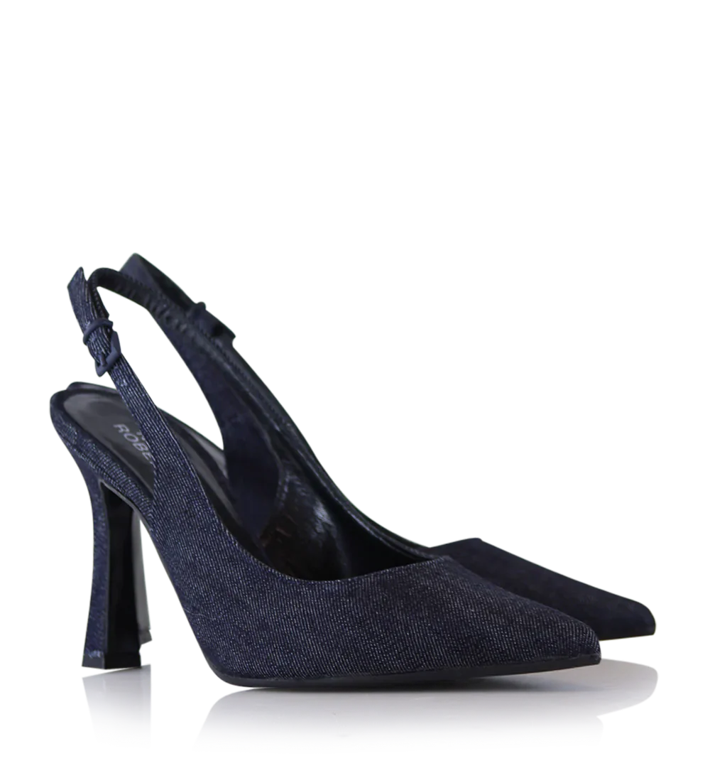 Emilia 90 slingback stiletter, denim - Image 3