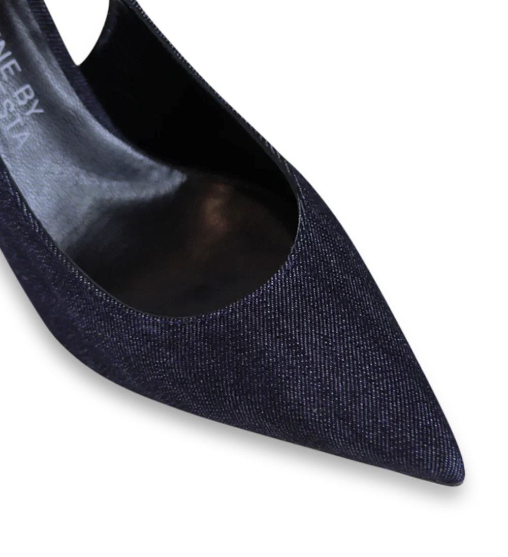 Emilia 90 slingback stiletter, denim - Image 5