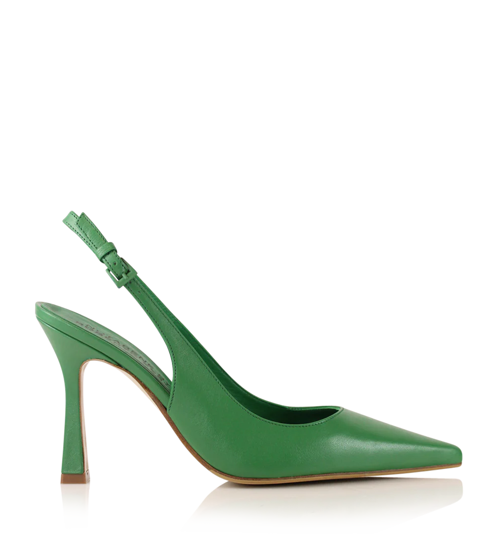 Emilia 90 slingback stiletter, grøn læder