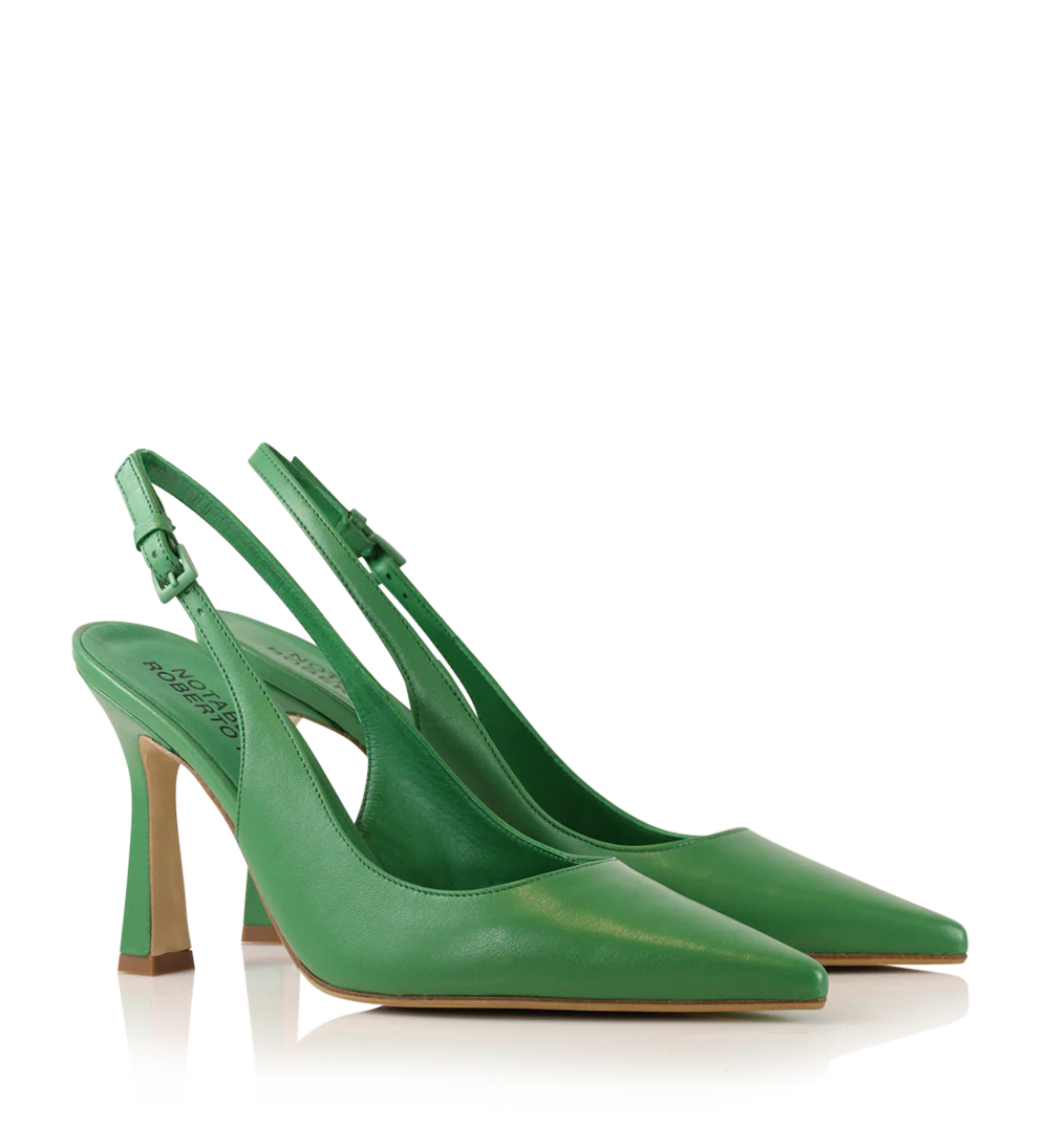 Emilia 90 slingback stiletter, grøn læder - Image 2