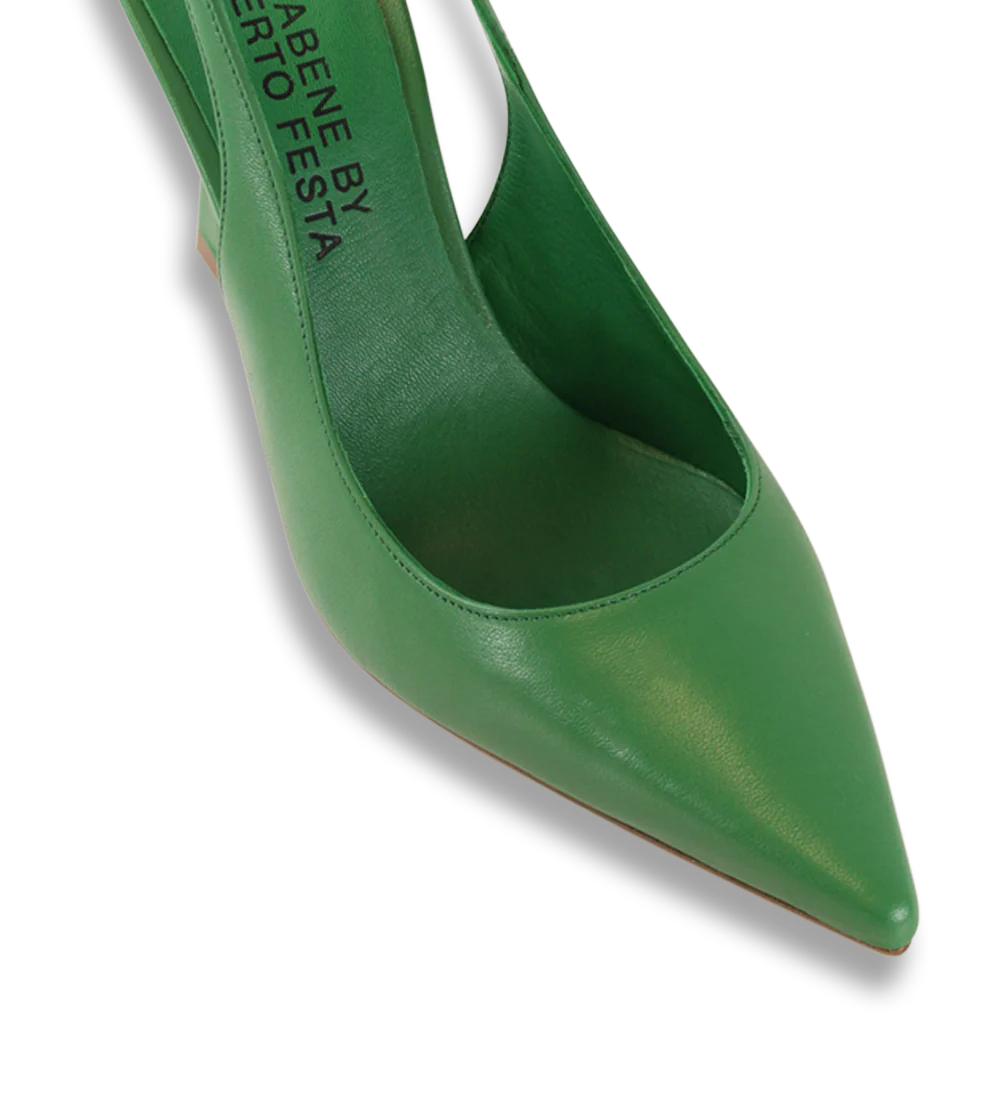 Emilia 90 slingback stiletter, grøn læder - Image 5