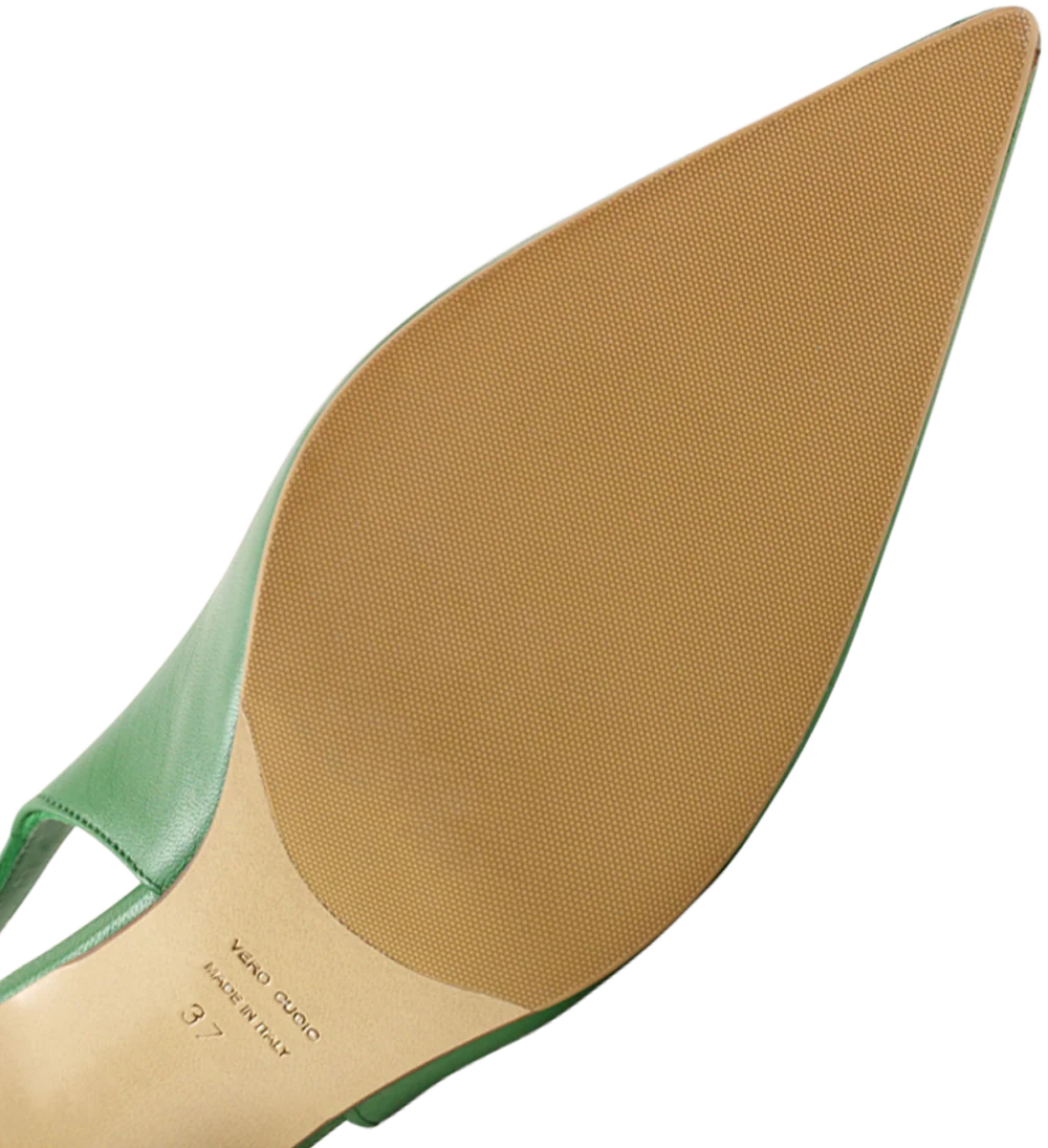 Emilia 90 slingback stiletter, grøn læder - Image 6