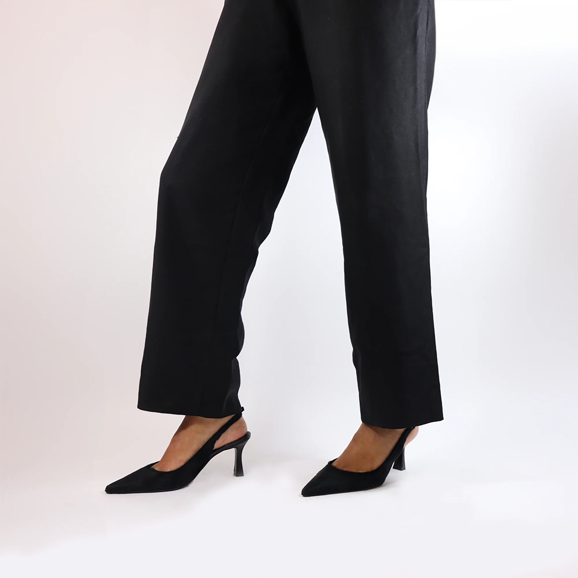 Emilia low 70 slingback stiletter, sort ko pels - Image 2