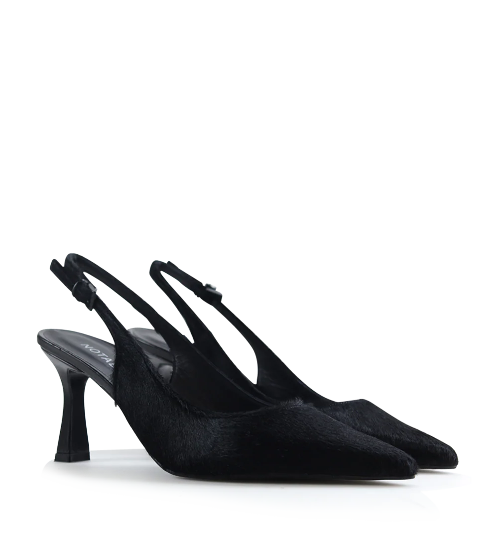 Emilia low 70 slingback stiletter, sort ko pels - Image 4