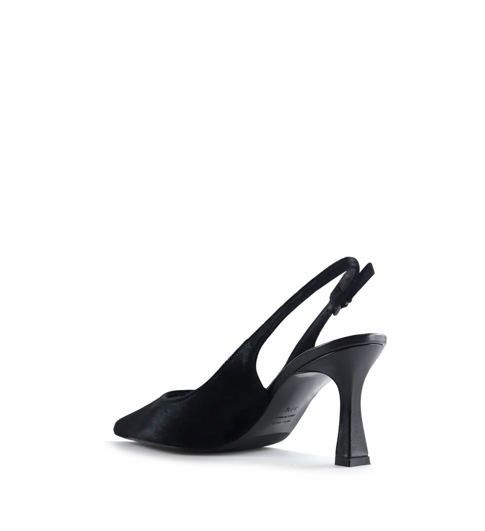 Emilia low 70 slingback stiletter, sort ko pels - Image 5