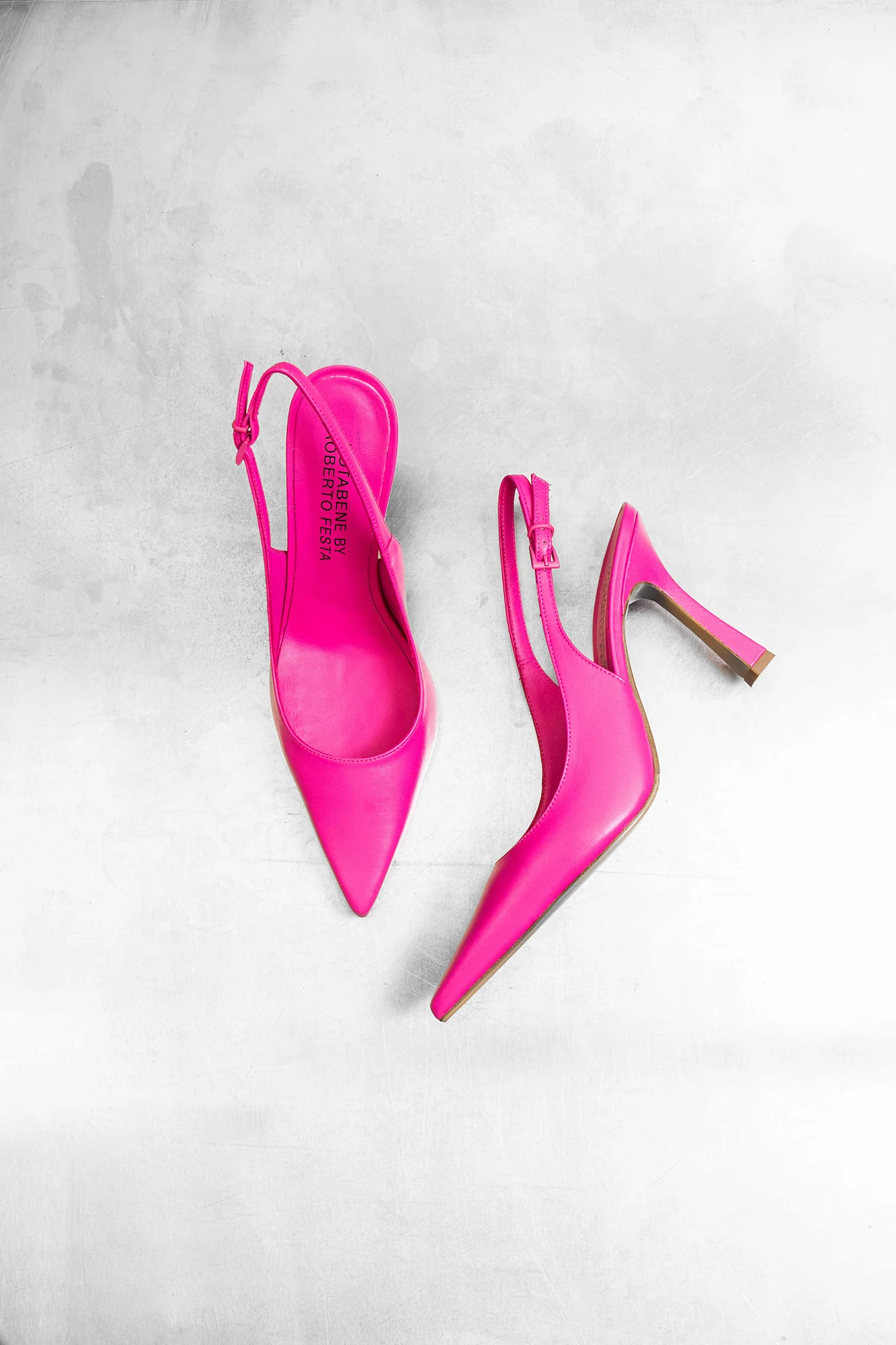Emilia 90 slingback stiletter, pink læder - Image 4