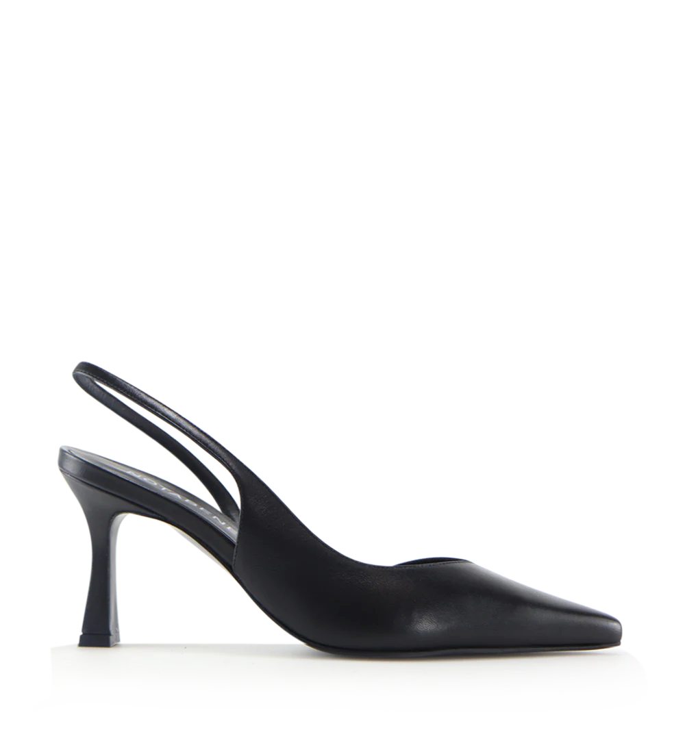 Emira 70 slingback stiletter, sort læder